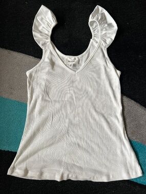 White flutter sleeve tank top